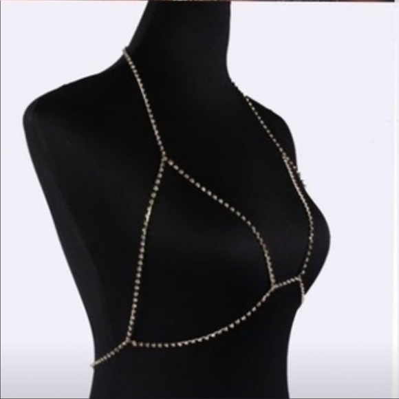 Silver rhinestone body chain NWT - Picture 7 of 8